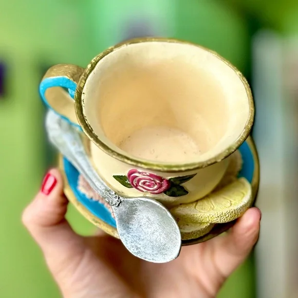 VTG Dainty 3D Still Life Cottagecore Tea With Lemon & Sugar Cubes Home Decor Art - Picture 2 of 12